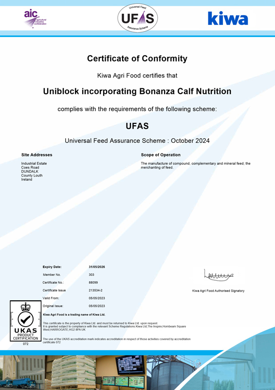 UFAS certificate of conformity